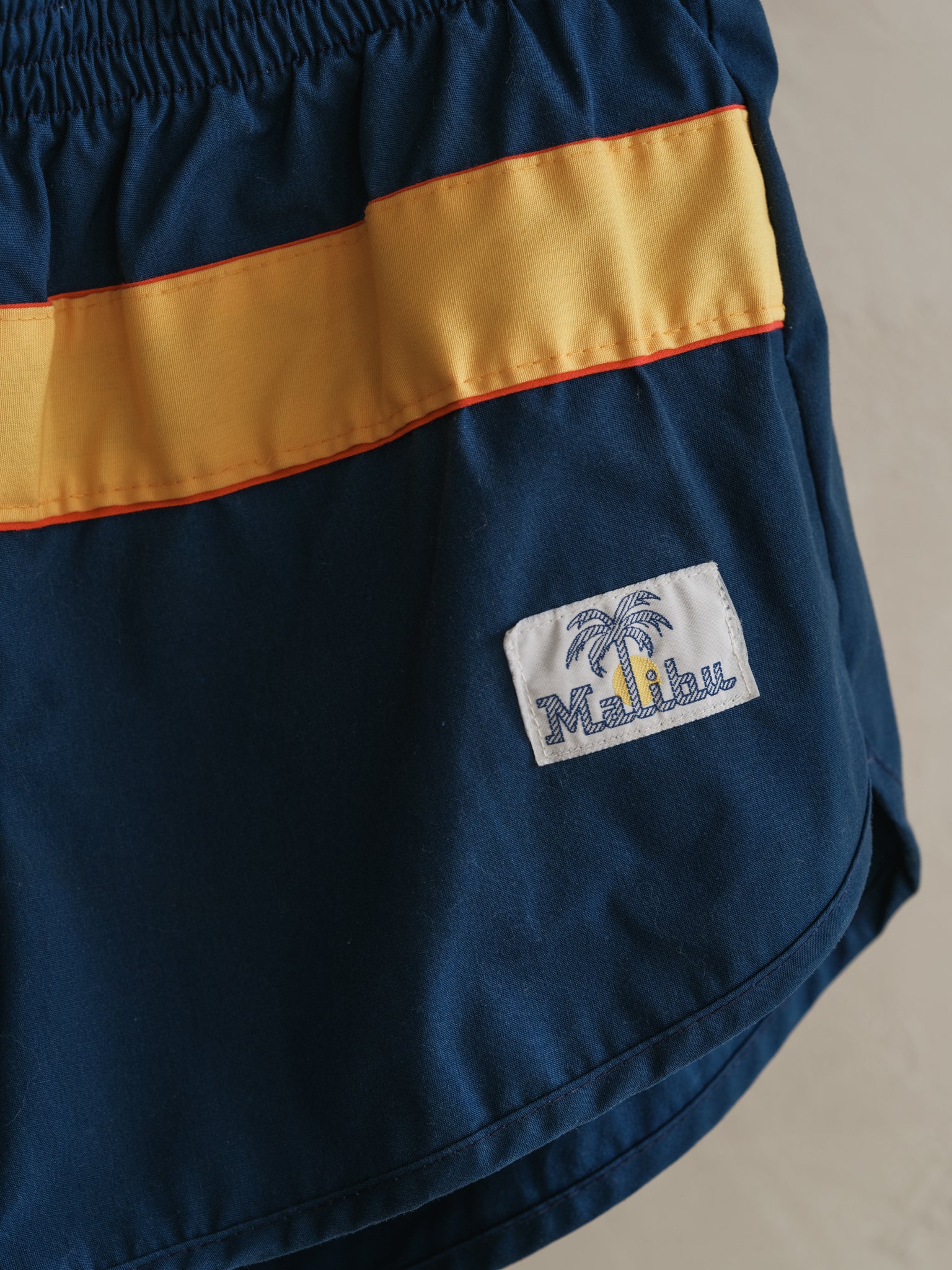 Vintage Malibu Track Shorts - Navy/Yellow