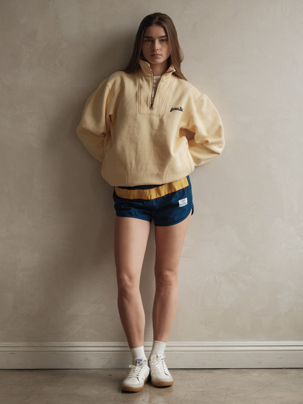 Vintage Malibu Track Shorts - Navy/Yellow