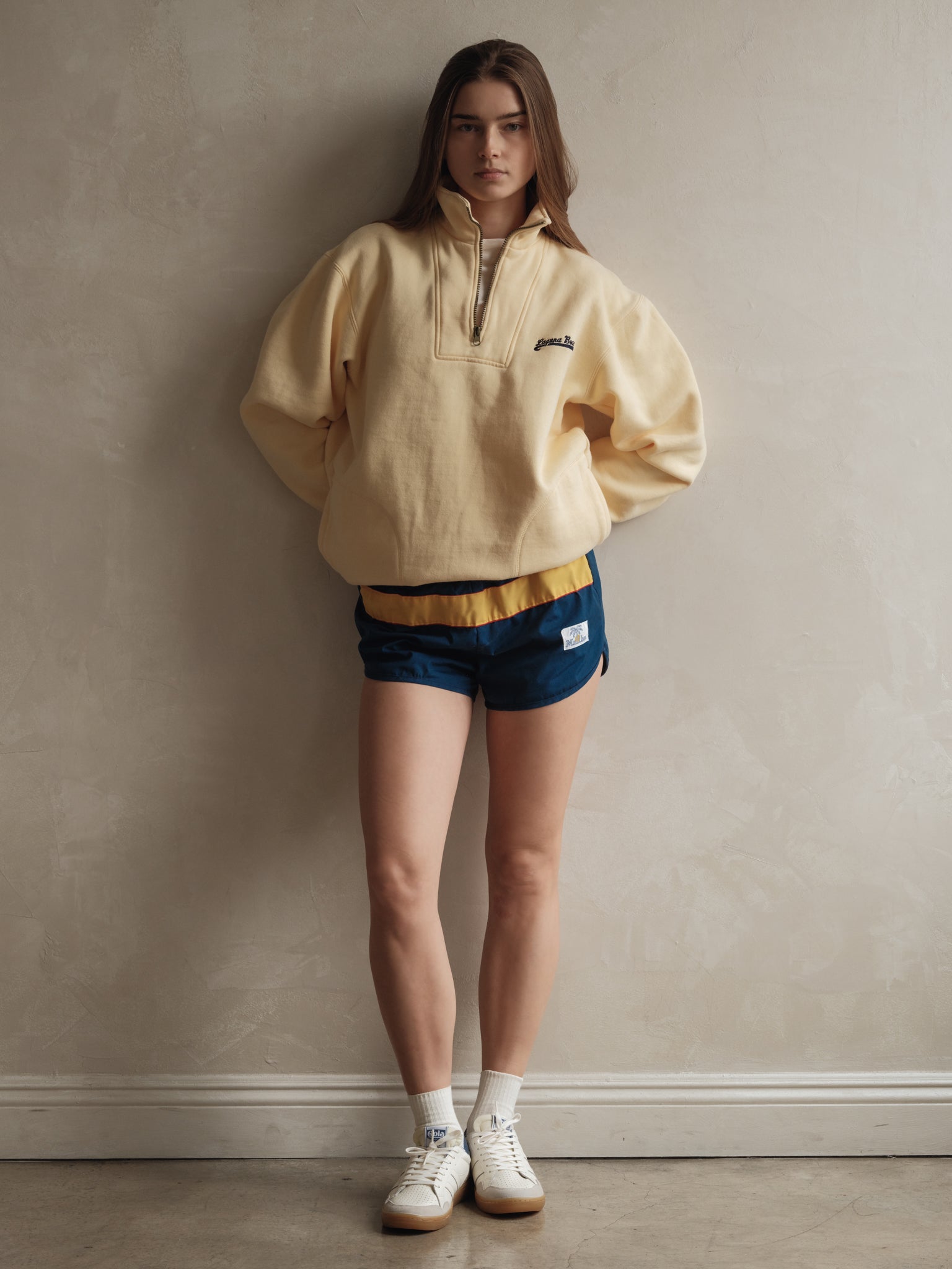 Vintage Malibu Track Shorts - Navy/Yellow